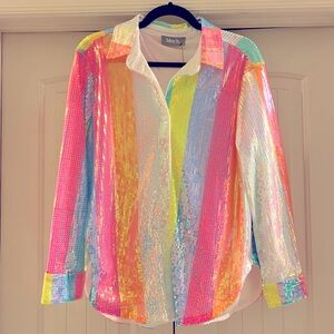 Blue b Sequin Button-Up